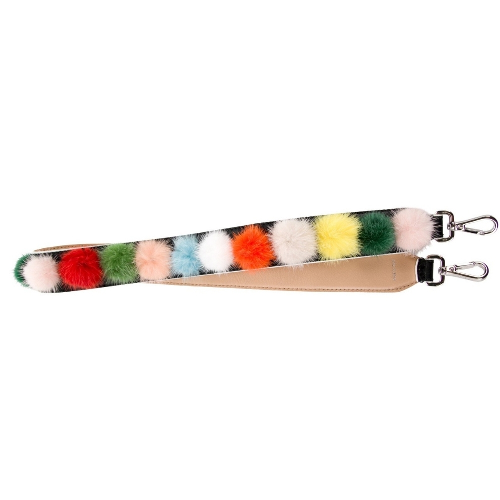 Fendi Multi Color Mink Pom Poms Strap - Picture 4 of 8